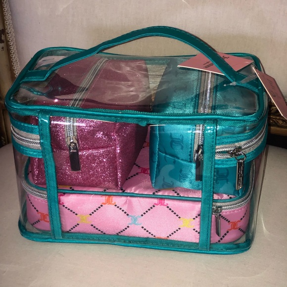 💖NEW💖 Juicy Couture Nested Makeup Cosmetic Train Case 4 Piece Bag Set - Picture 5 of 9